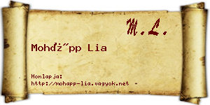 Mohápp Lia névjegykártya